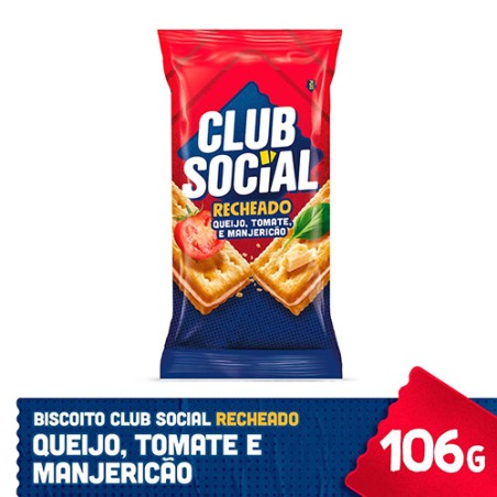 Biscoito Recheado Queijo e Tomate e Manjericão Club Social 106g