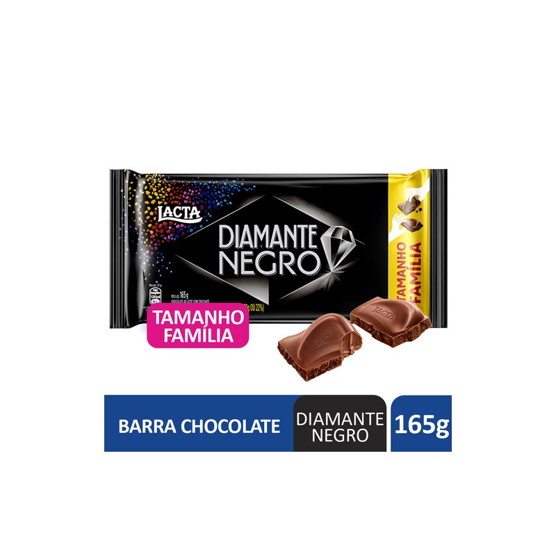 Barra de Chocolate ao Leite Diamante Negro Tamanho Família 165g