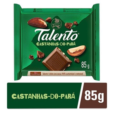 Barra de Chocolate ao Leite com Castanha do Pará Talento 90g