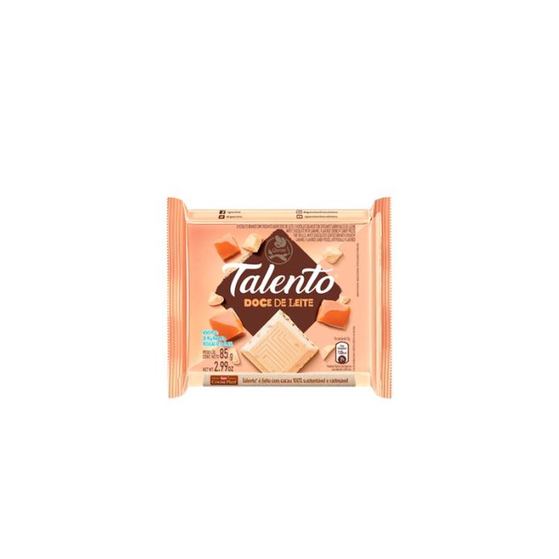 Barra de Chocolate Branco com Doce de Leite Talento 85g