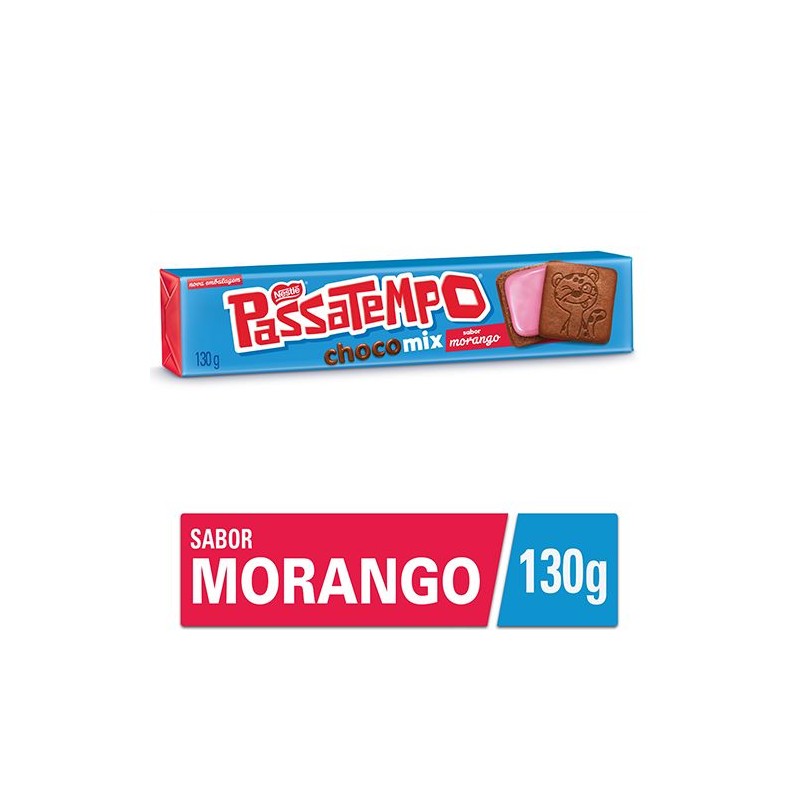 Biscoito Recheado de Morango Passatempo Choco Mix 130g