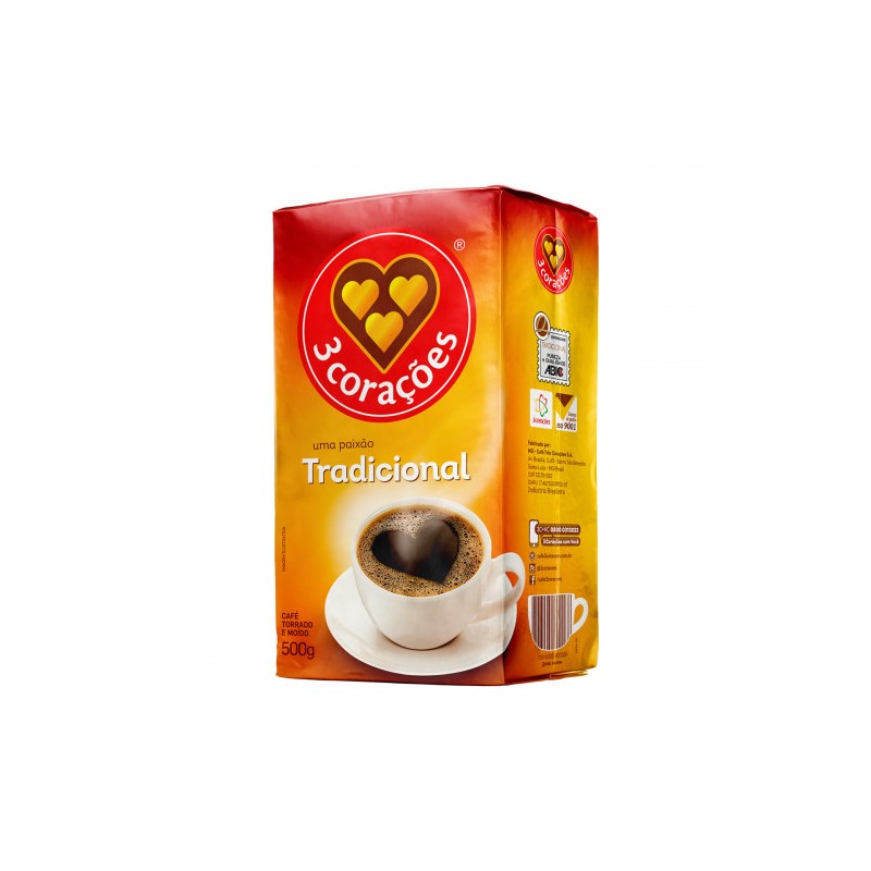 Café Torrado e Moído Tradicional 3 Corações Pacote 500g