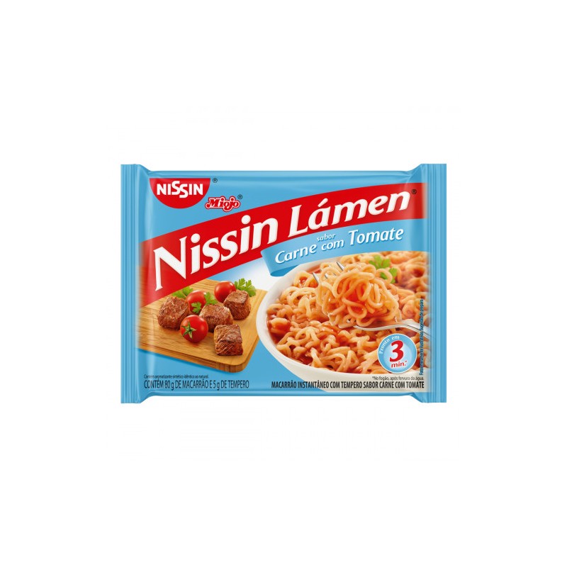 Macarrão Instantâneo Carne com Tomate Nissin Miojo Lámen Pacote 85g