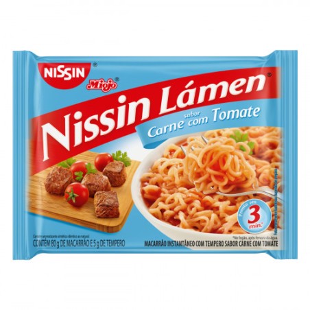 Macarrão Instantâneo Carne com Tomate Nissin Miojo Lámen Pacote 85g