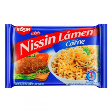 Macarrão Instantâneo Carne Nissin Miojo Lámen Pacote 85g