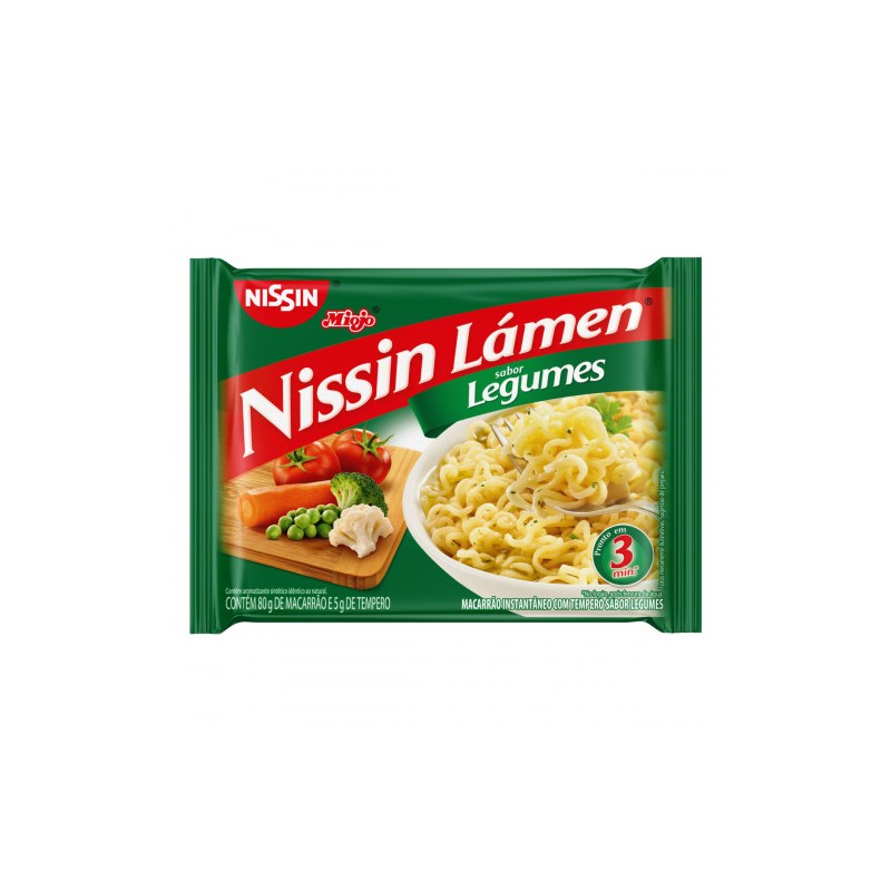 Macarrão Instantâneo Legumes Nissin Miojo Lámen Pacote 85g