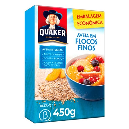 Aveia Em Flocos Finos Quaker Caixa 450G Embalagem Econômica