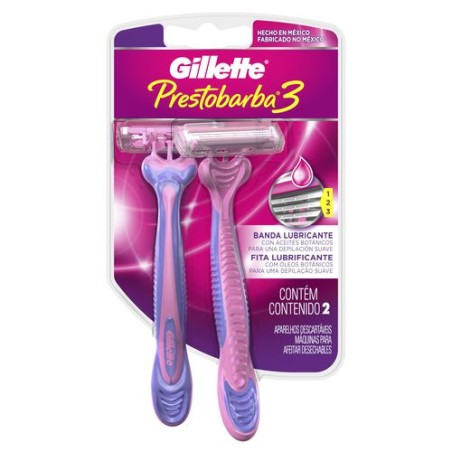 Aparelho para Depilar Descartável Gillette Prestobarba 3 - 2 Unidades