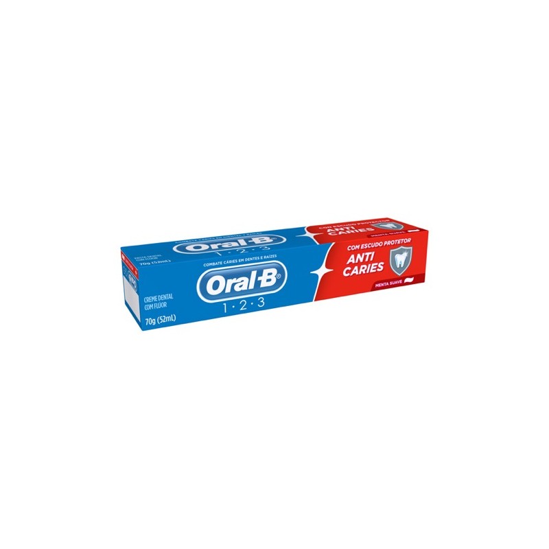 Creme Dental Oral-B 123 Anti Caries Menta Suave 70g