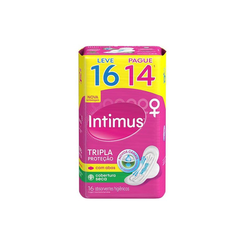 Absorvente Externo Intimus Tripla Proteção Seca Com Abas Leve 16 Pague 14 - 16 Unidades