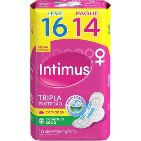 Absorvente Externo Intimus Tripla Proteção Seca Com Abas Leve 16 Pague 14 - 16 Unidades