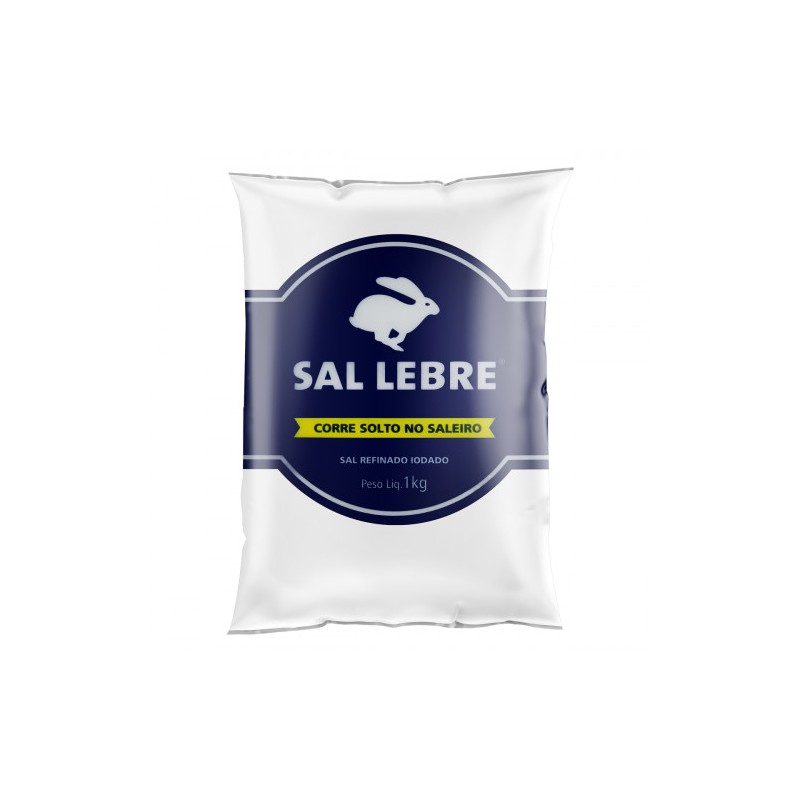 Sal Refinado Iodado Branco Lebre 1Kg