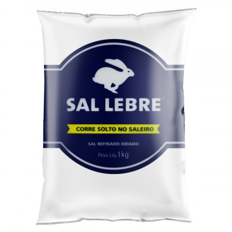 Sal Refinado Iodado Branco Lebre 1Kg